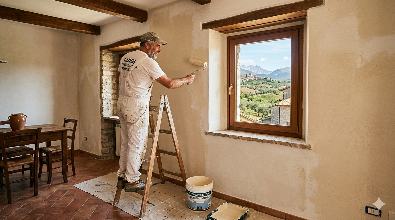 imbianchino al lavoro pittura interni abruzzo